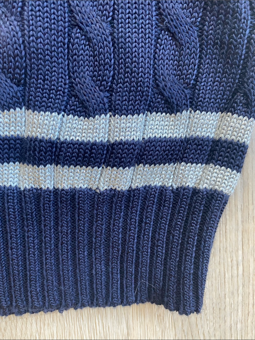 Lauren Ralph Lauren Navy Cable Knit V-Neck Sweater Preppy NWT M - Picture 7 of 10
